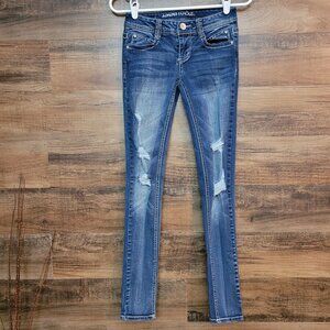 Almost Famous Jeans Size 0 Skinny Low Rise Embellished Stretch Denim